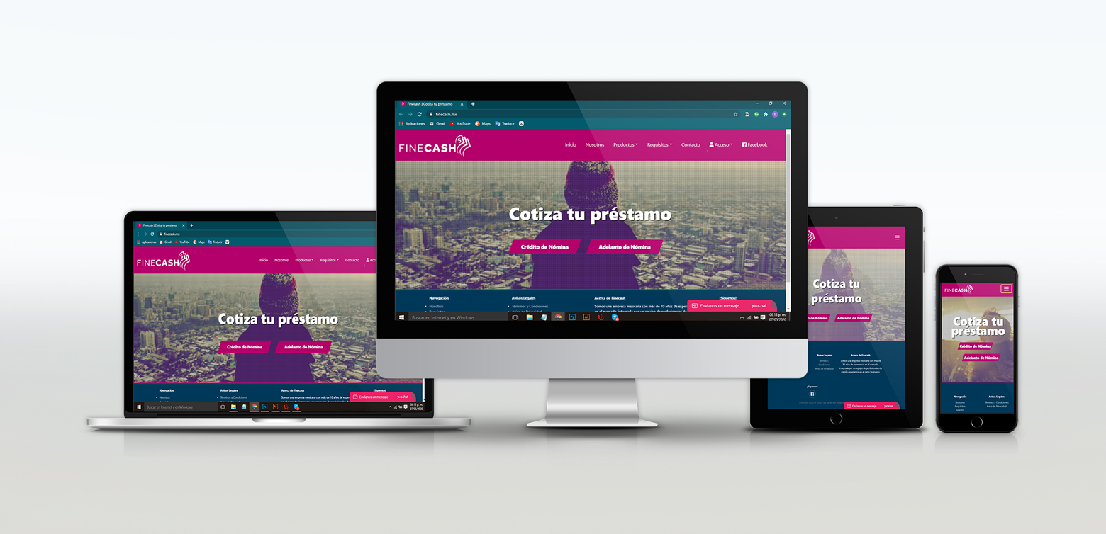 Agencia publicidad diseño gráfico y desarrollo web Finecash servicios financieros