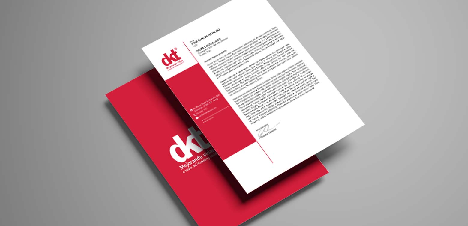 Diseño gráfico identidad corporativa tarjetas corporativas DKT asociación civil