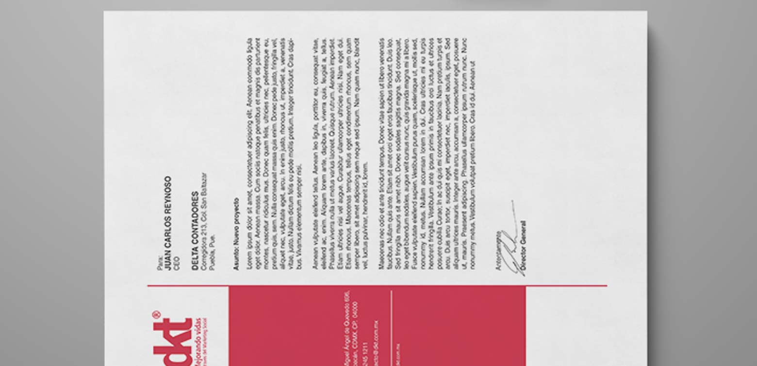 Diseño gráfico identidad corporativa tarjetas corporativas DKT asociación civil