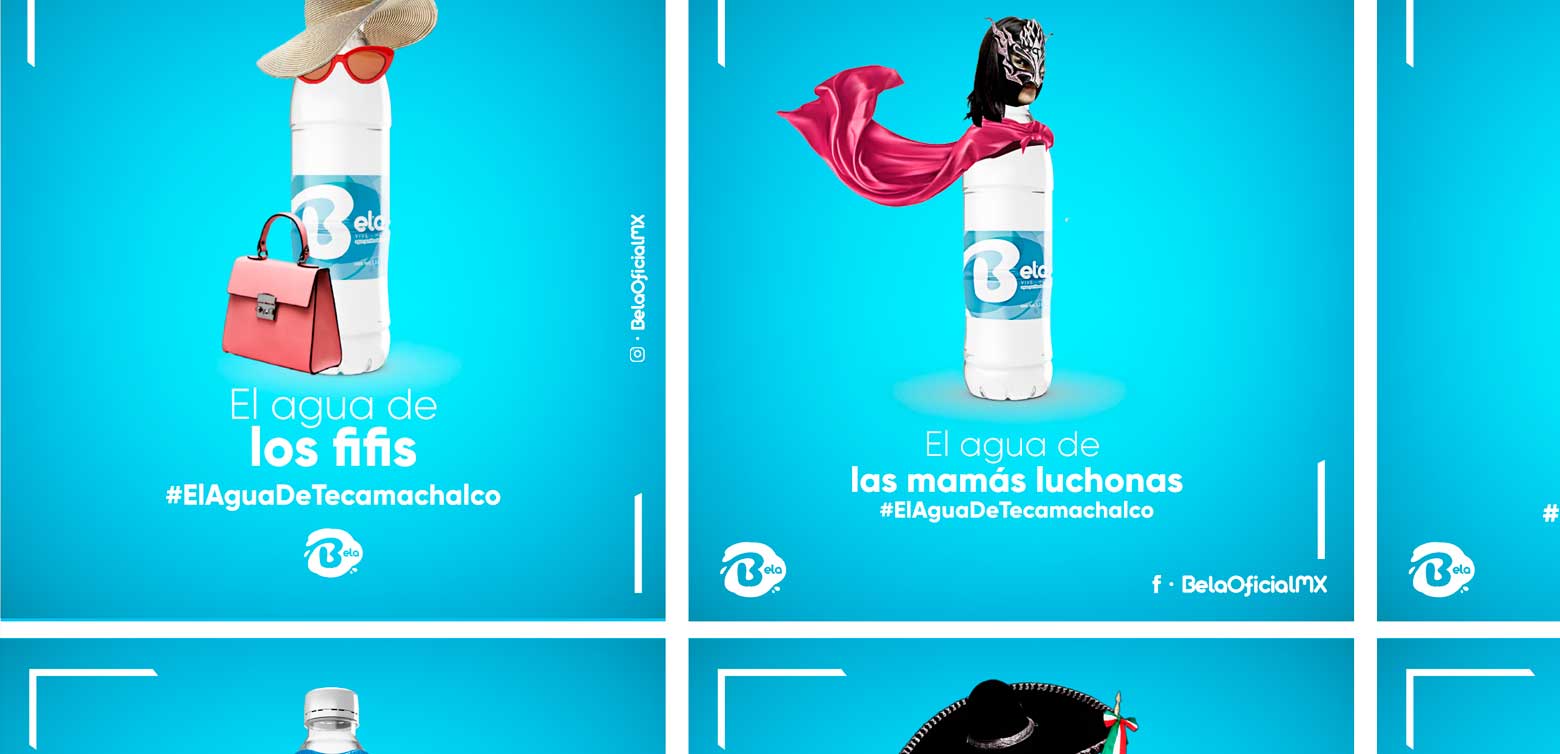 Diseño publicitario campaña animación video fotografía agua purificada embotellada bela